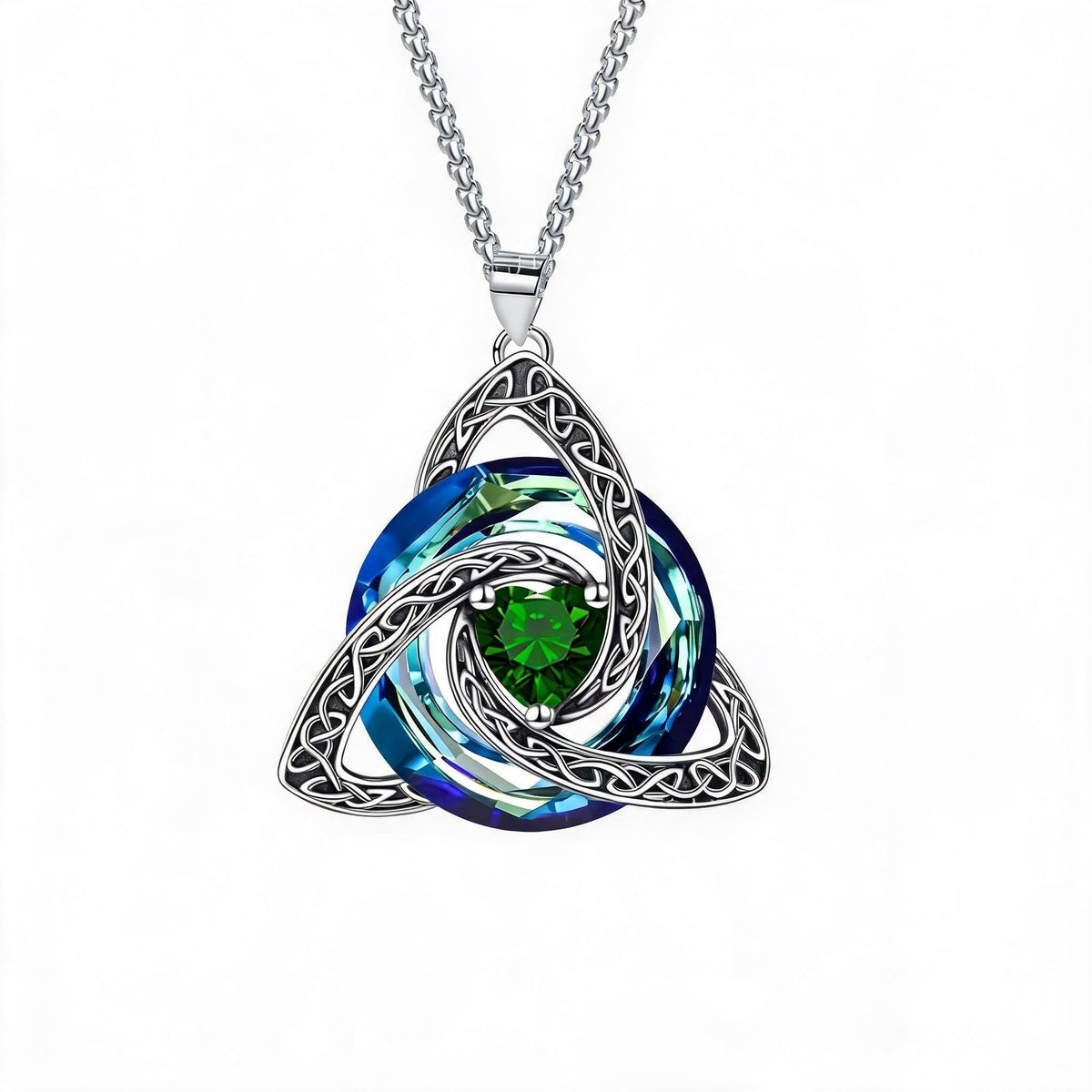🍀 Halsband med födelsesten och keltisk treenighetsknut 💎