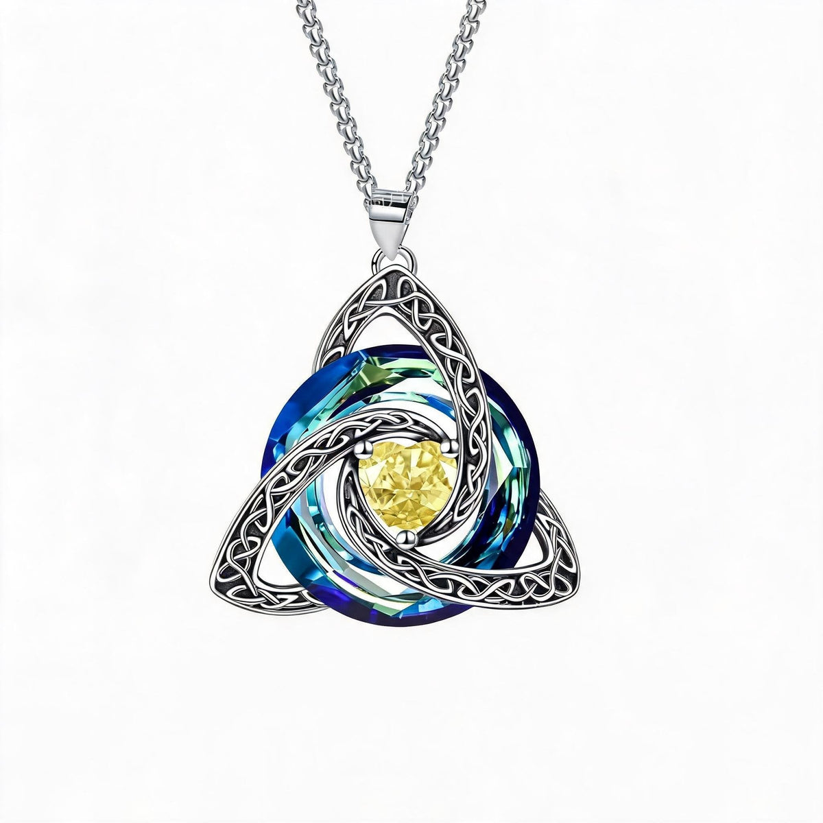 🍀 Halsband med födelsesten och keltisk treenighetsknut 💎
