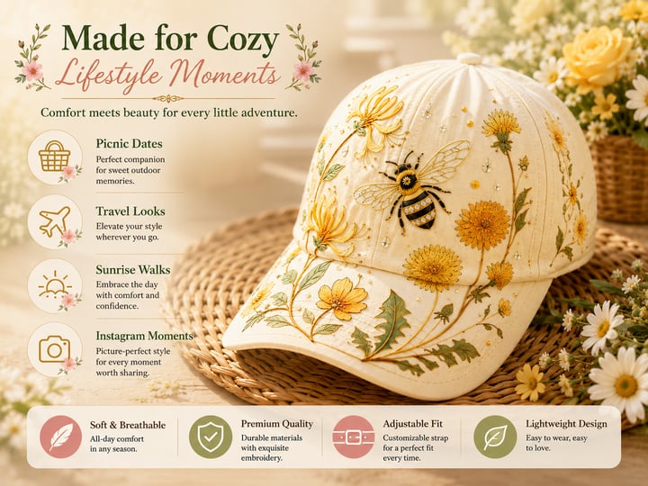 🌸🌿 Garden Morning-baseballkeps: Milt solsken och vardagsmys! ☀️🌱🧢
