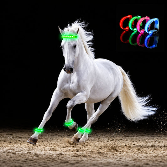 🐎 Glow Stride-benband — LED-belysning för hästens ben