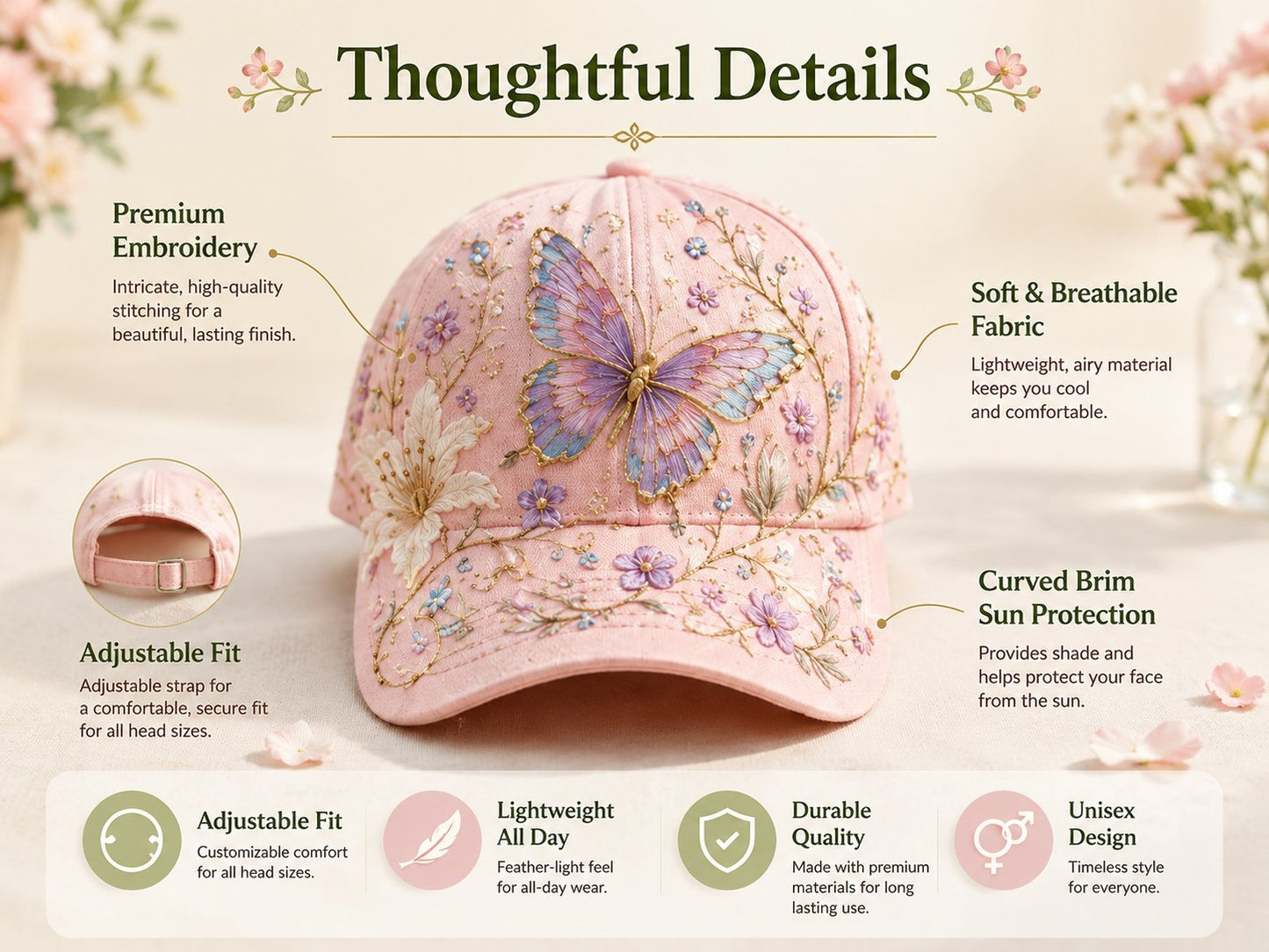 🌸🌿 Garden Morning-baseballkeps: Milt solsken och vardagsmys! ☀️🌱🧢