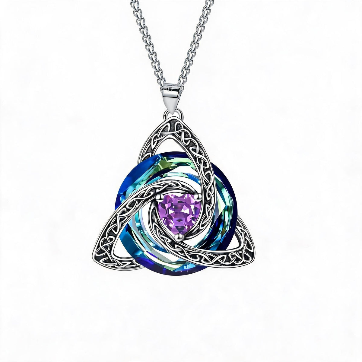 🍀 Halsband med födelsesten och keltisk treenighetsknut 💎