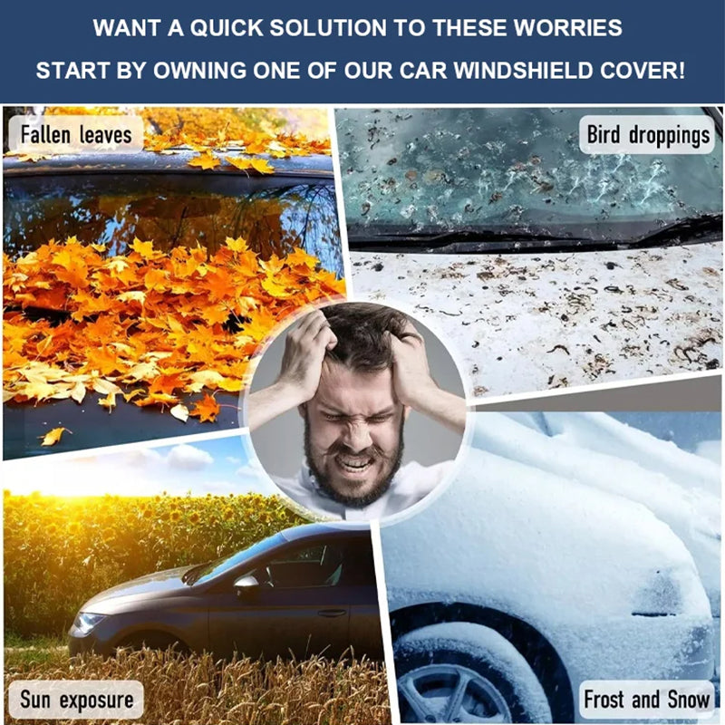 🚗❄️ Vindruteskydd med sugkoppar — Skydd mot UV-strålning, frost och snö året runt