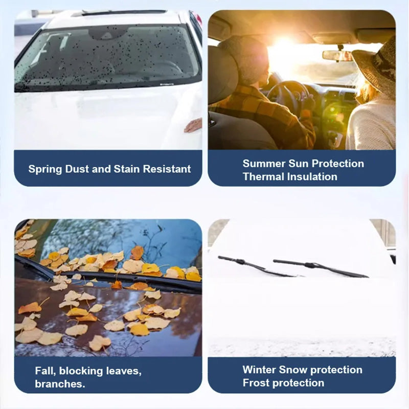 🚗❄️ Vindruteskydd med sugkoppar — Skydd mot UV-strålning, frost och snö året runt