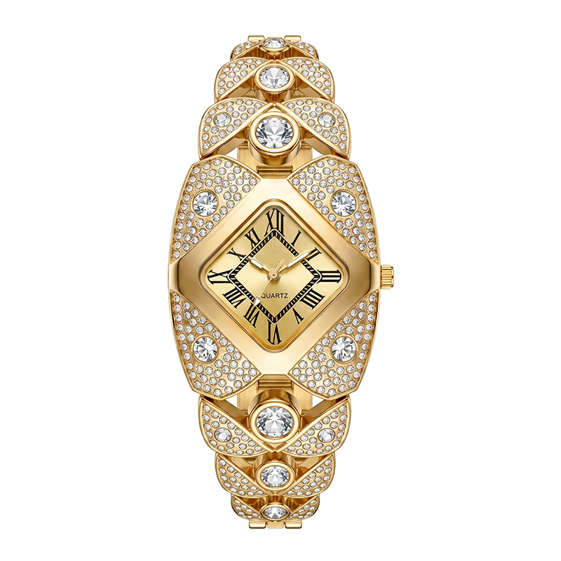 💎 Rhombus Sparkle-klocka — Geometrisk kvarts-klocka med strass