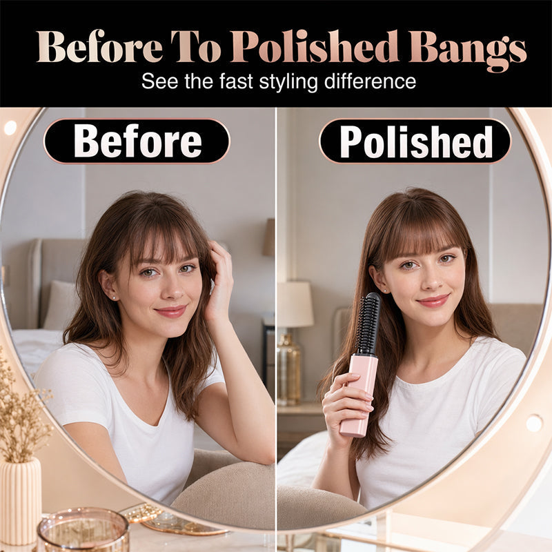 💁‍♀️✨Bärbar uppvärmd luggkam – sladdlös för snabba touch-ups av luggen och flygiga hårstrån