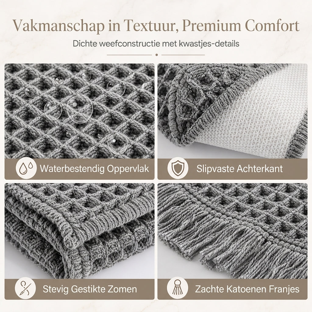 🧺Vaffelmönstrad badrumsmatta – extremt absorberande, halkfri och tvättbar i maskin för ett torrt och säkert badrum